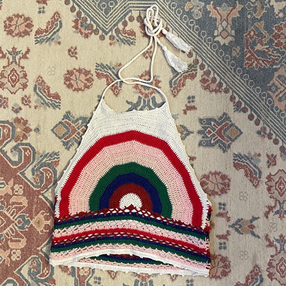EARTHBOUND Multicolor Crochet Crop Top